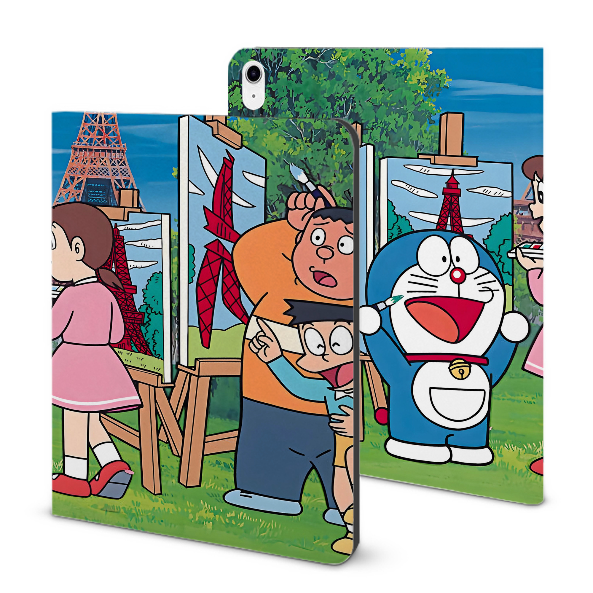 （画像用） ドラえもん Doraemon IPad ケース ブック型 PUレザー TPU 耐衝撃 軽量 薄型 ペン収納なし 全面保護 IPad 各モデル対応